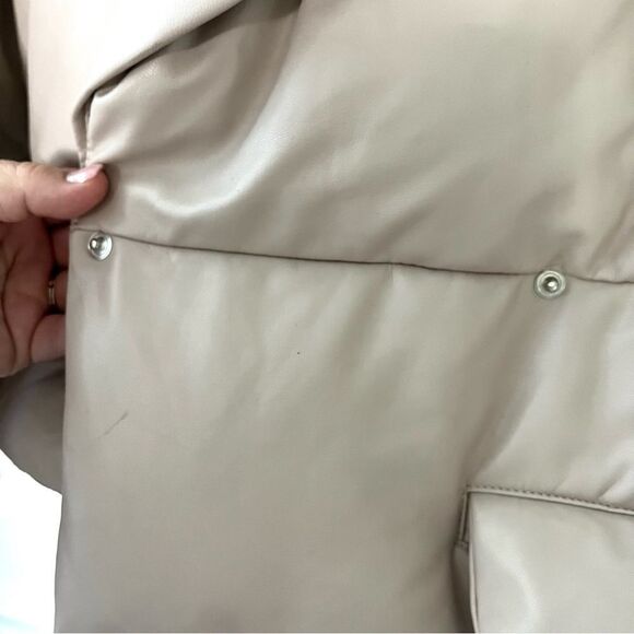 A.L.C. Liam Faux Leather Puffer Jacket Size Small in Fog Cream NEW with tags - Picture 11 of 16
